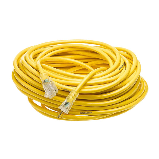 Yellow Jacket 2885 12/3 100' Yellow SJTW Heavy-Duty Extension Cord