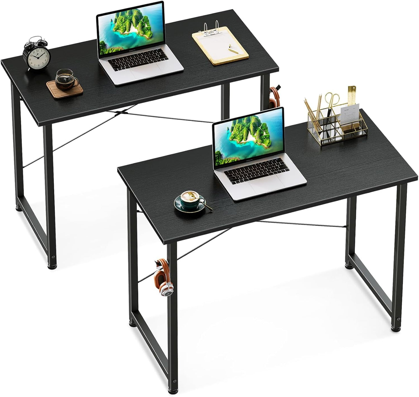 Coleshome 40 Inch Computer Desk Set of 2, Modern Simple Style Desk for Home Office, Study Student Writing Desk, Vintage