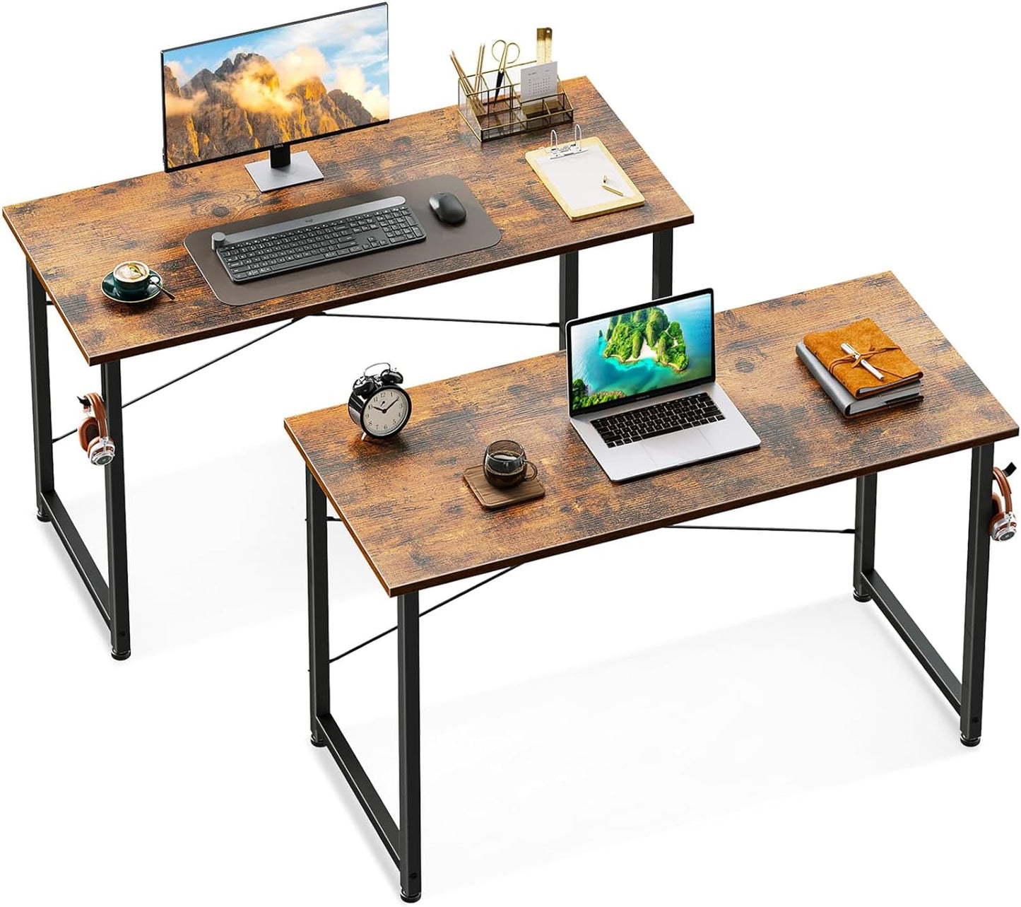 Coleshome 40 Inch Computer Desk Set of 2, Modern Simple Style Desk for Home Office, Study Student Writing Desk, Vintage