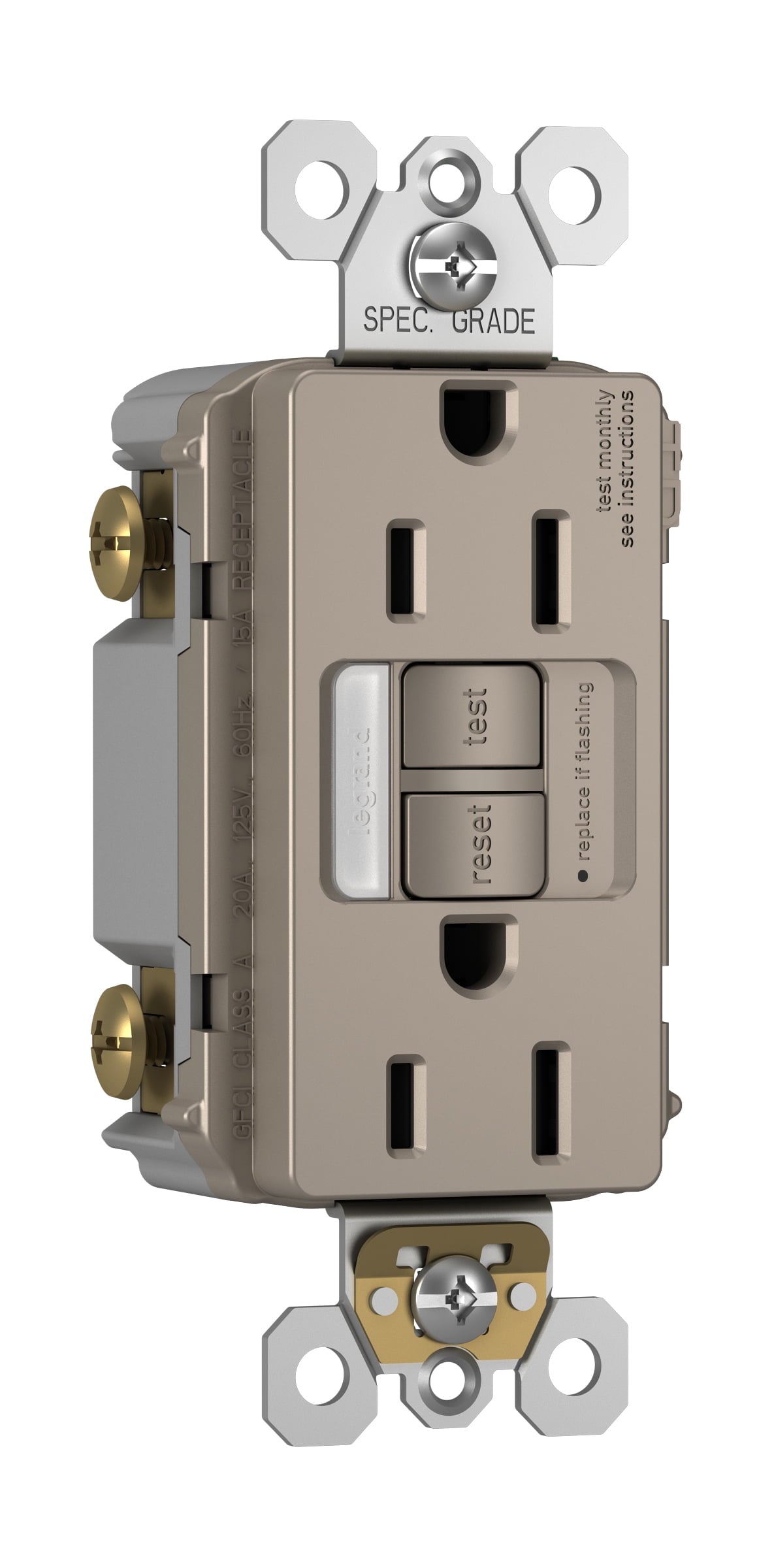 Combination Tamper-Resistant 15A Self-Test Night Light/GFCI, Nickel