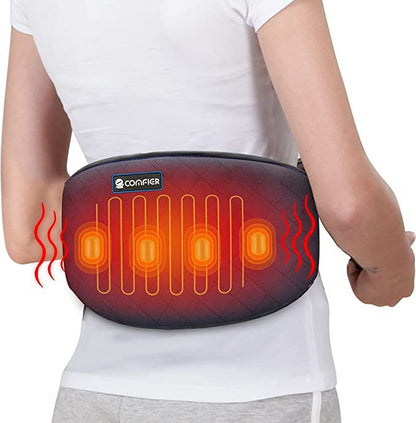 Comfier Heating Pad for Back Pain, Heated Waist Massage Belt with 2 Heat Levels & 3 Massage Modes for Cramps, Abdominal, Lumbar