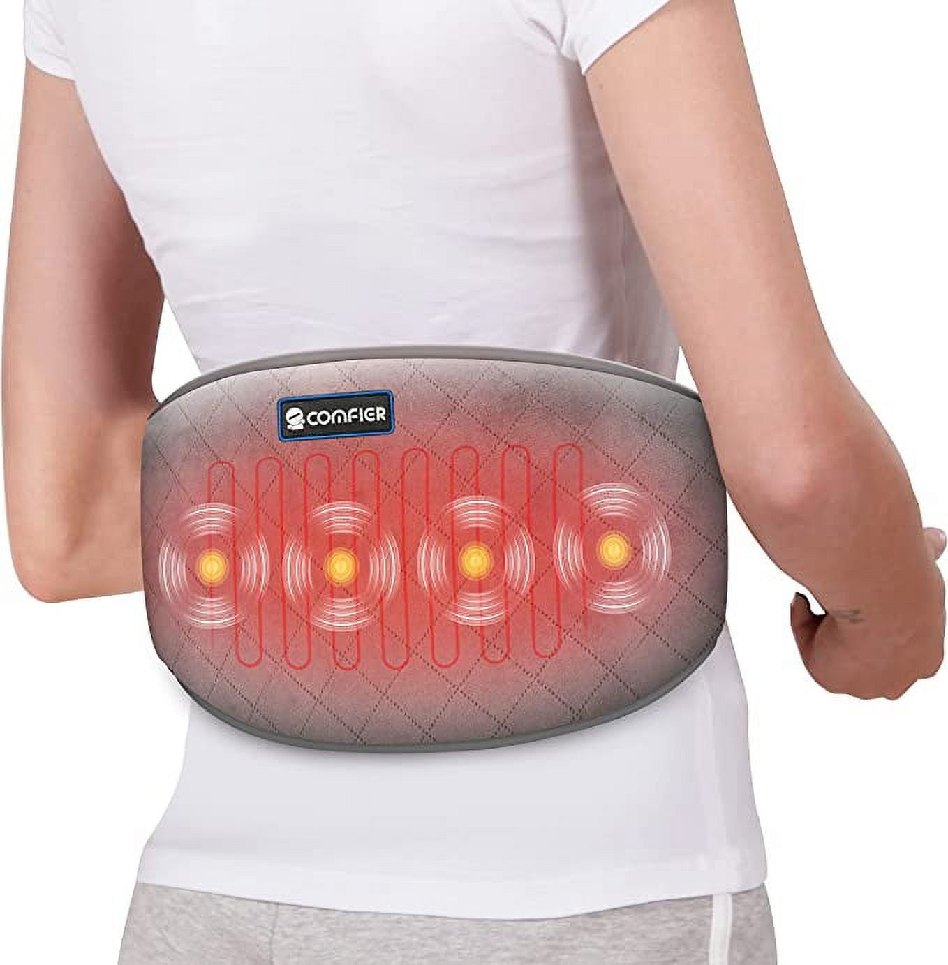 Comfier Heating Pad for Back Pain, Heated Waist Massage Belt with 2 Heat Levels & 3 Massage Modes for Cramps, Abdominal, Lumbar