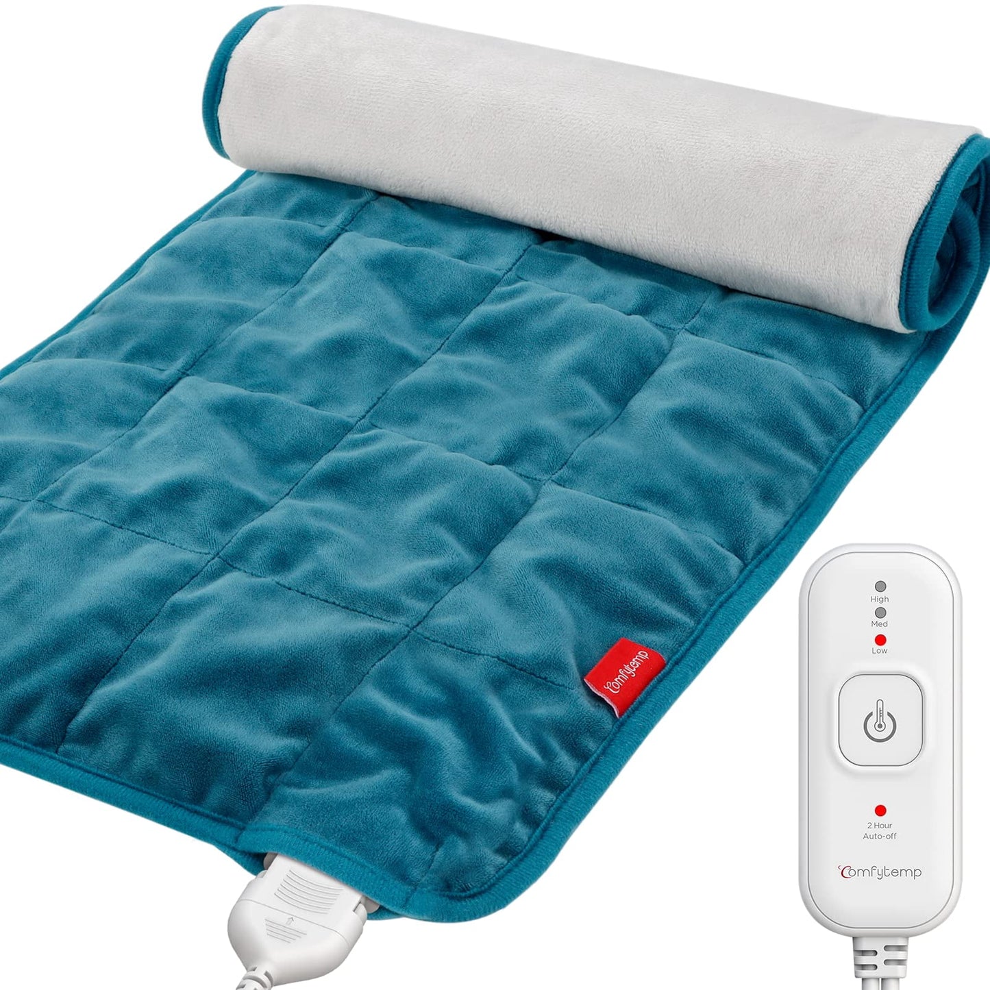 Comfytemp Weighted Heating Pad for Neck, Shoulders, and Muscle Pain with Auto Shut off, 12"x24", Blue