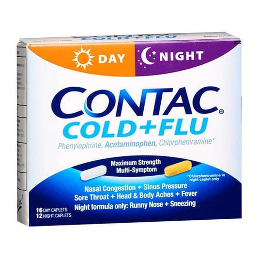 Contac Cold Plus Flu Day And Night Caplets - 28 Ea, 3 Pack