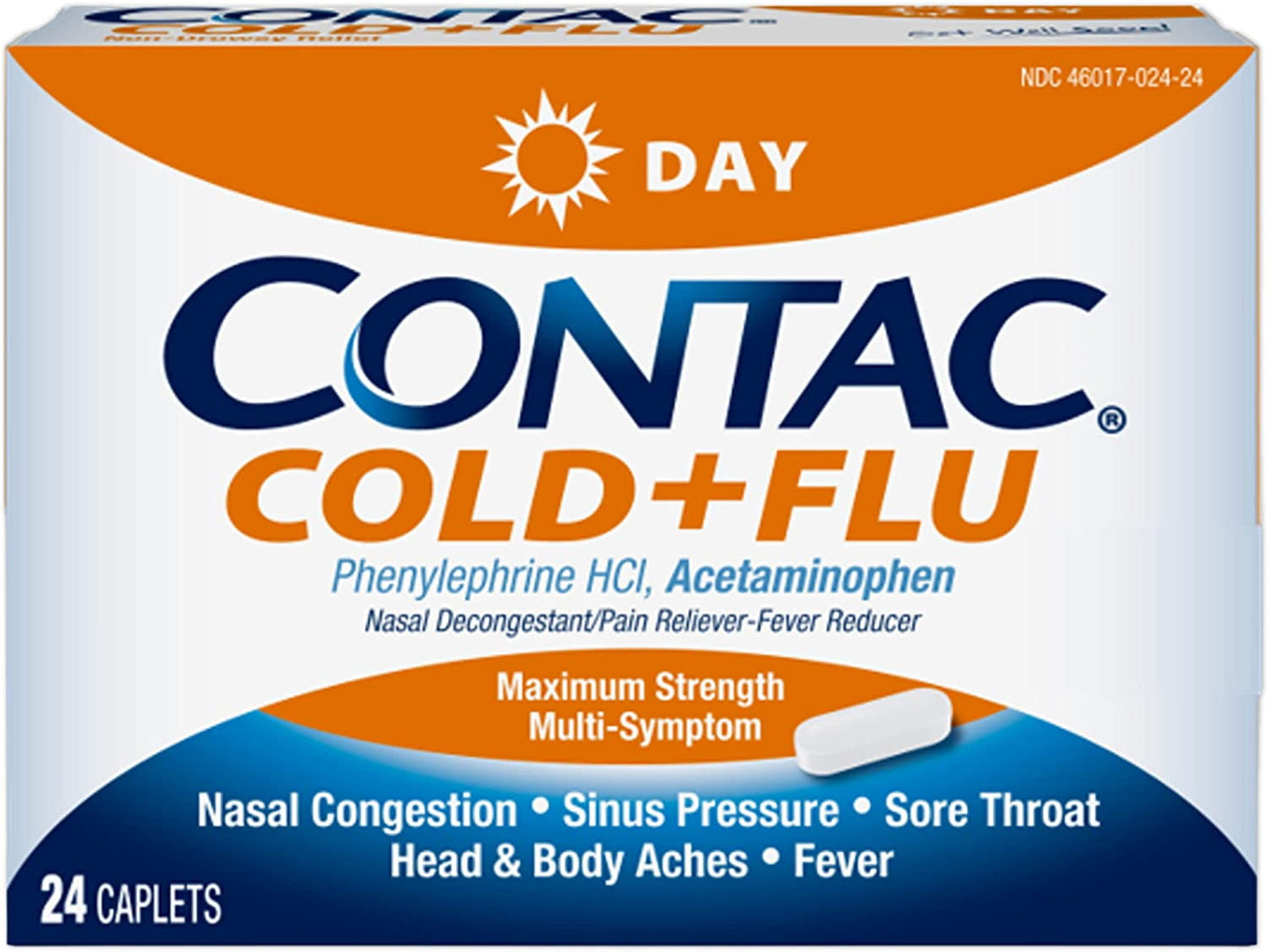 Contac Maximum Strength Non-Drowsy Severe Cold, Flu Relief Caplets - 24 Ea, 3 Pack