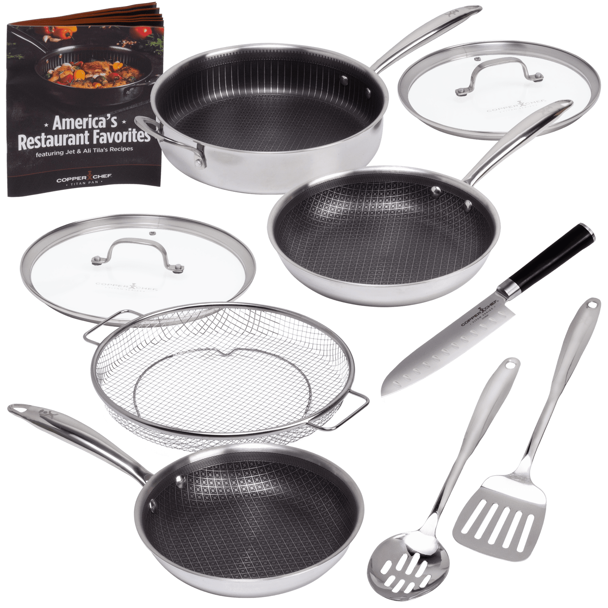 Copper Chef Titan Tri-Ply 10-Piece Stainless Steel Cookware Set with Non-Stick 3D Matrix