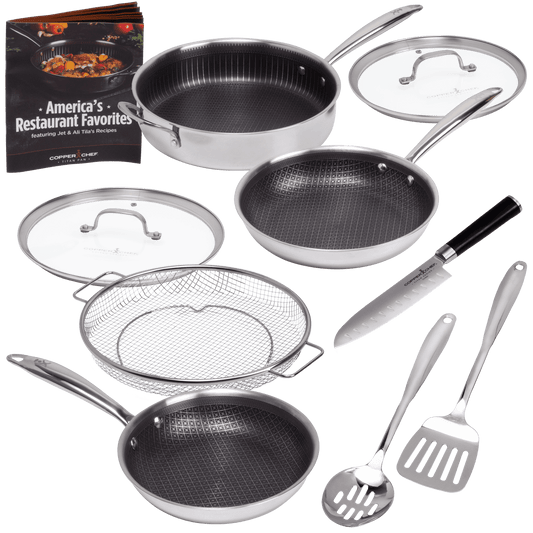 Copper Chef Titan Tri-Ply 10-Piece Stainless Steel Cookware Set with Non-Stick 3D Matrix