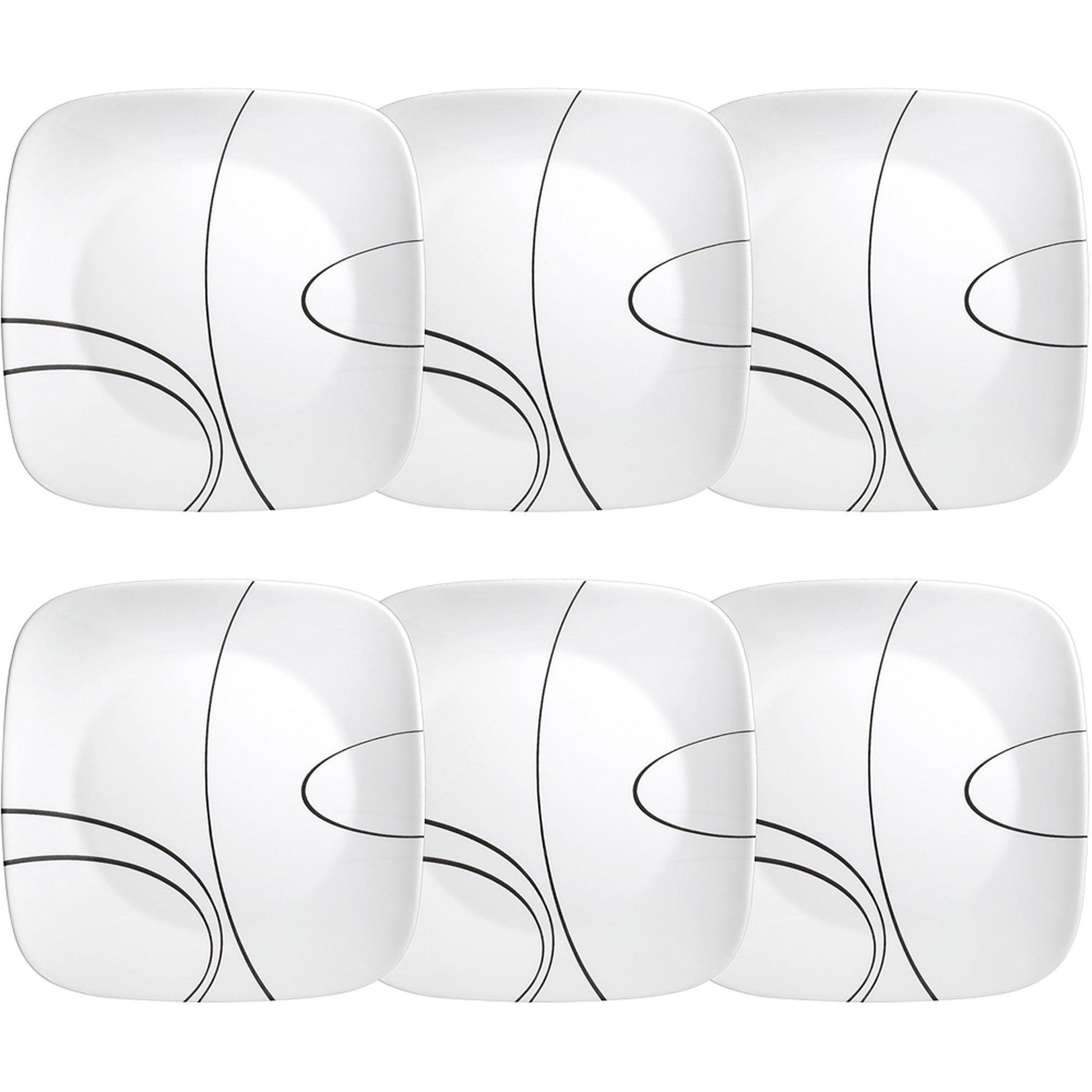 Corelle Simple Lines, Square Dinnerware Set, 6 Piece Set