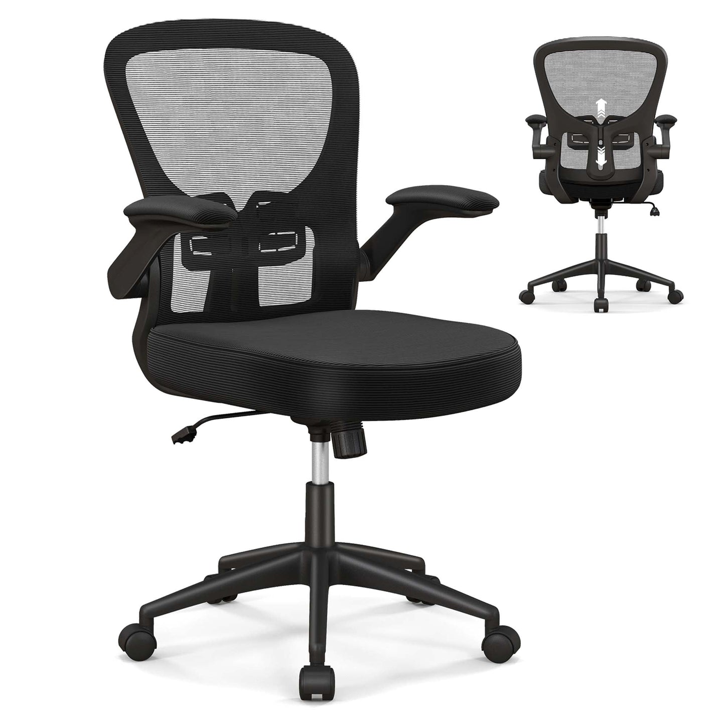 Costway Ergonomic Office Chair with Flip-Up Armrests Rocking Backrest  Computer Desk Chair