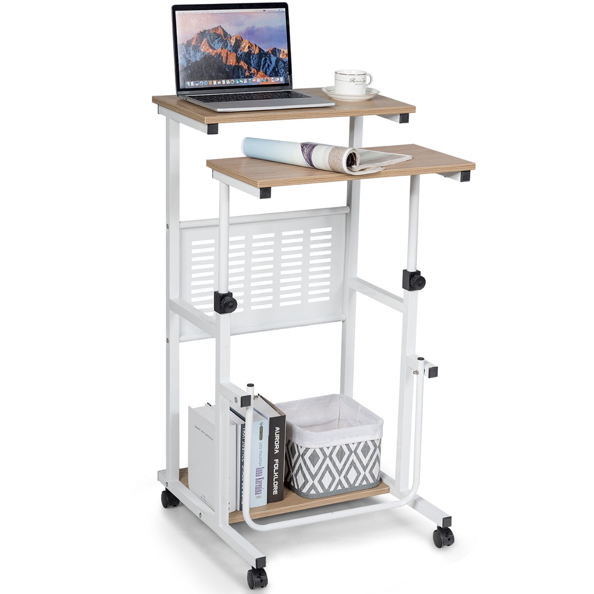 Costway Height Adjustable Computer Standing Desk w/wheels & Footrest