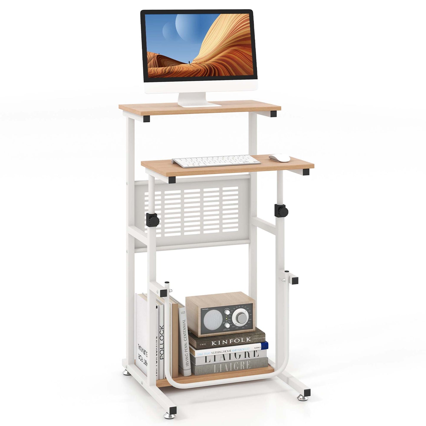 Costway Stand Up Desk Height Adjustable Sit Stand Computer Workstation Standing Desk