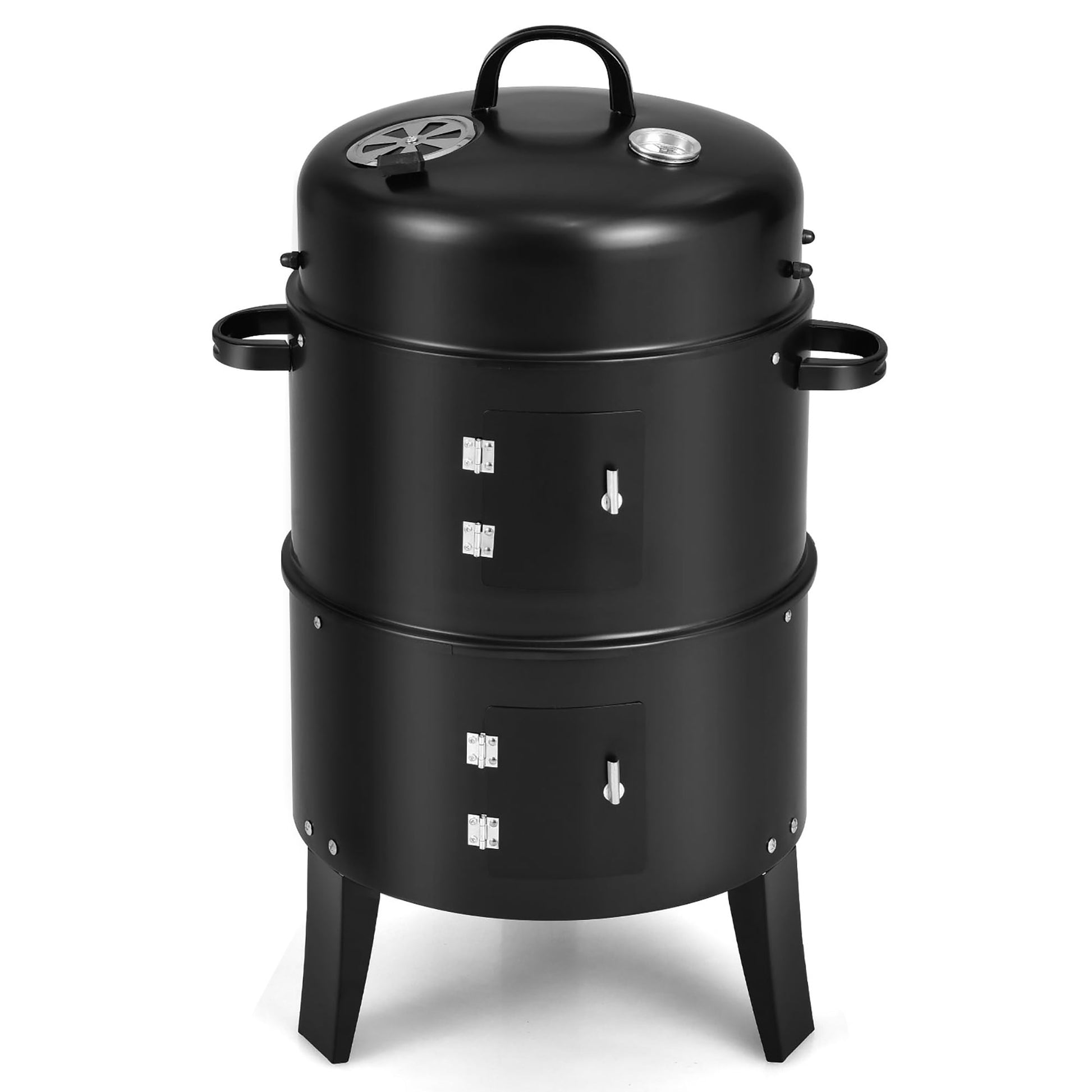 Costway3-in-1 Vertical Charcoal Smoker  Portable BBQ Smoker Grill with Detachable 2 Layer