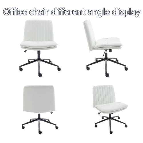 Criss Cross Chair with Wheels, Home Office Desk Chairs with Black Base, Modern Vanity Chair for Home, Office, Make Up (White)