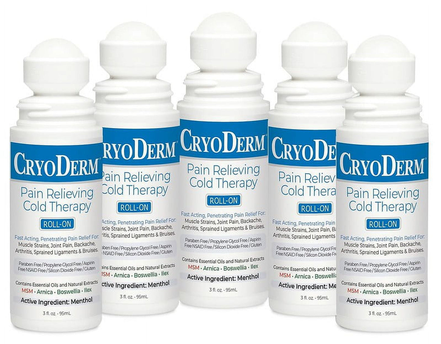 Cryoderm 3 oz Roll-On Package of 5