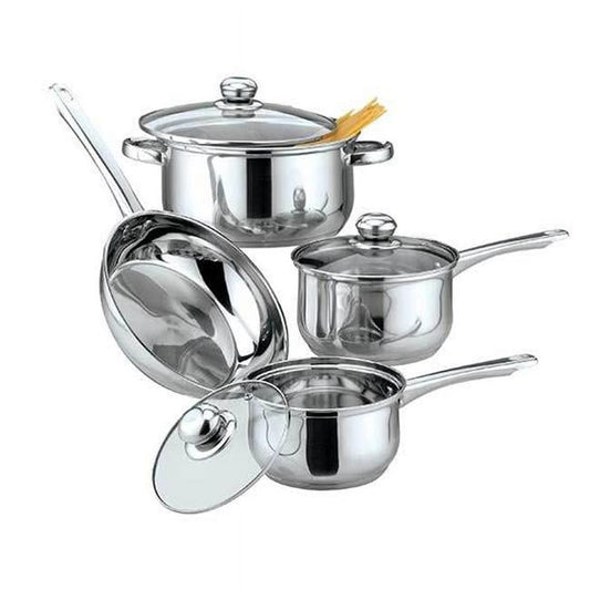 Culinary Edge 2177 Classic Stainless Steel Cookware Set, Silver - 7 Piece