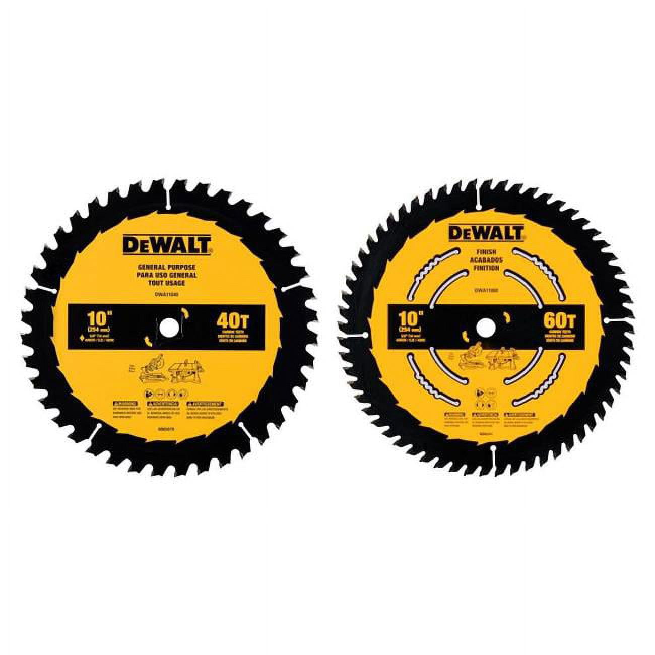 Dewalt Accessories 110138 10 in. 40 & 60 Tooth Saw Blade - Pack of 2