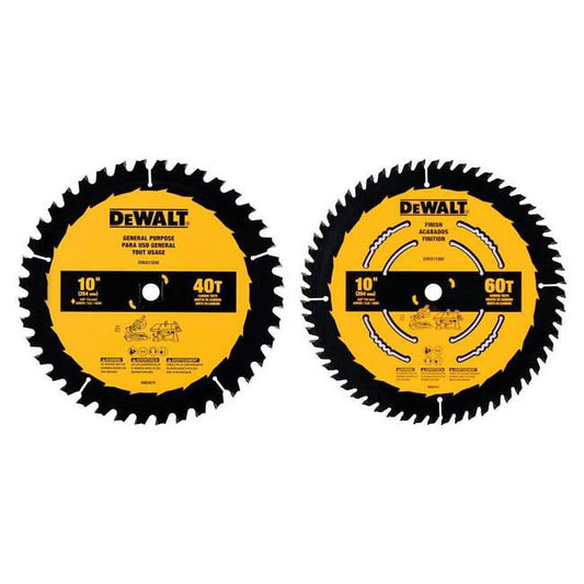 Dewalt Accessories 110138 10 in. 40 & 60 Tooth Saw Blade - Pack of 2