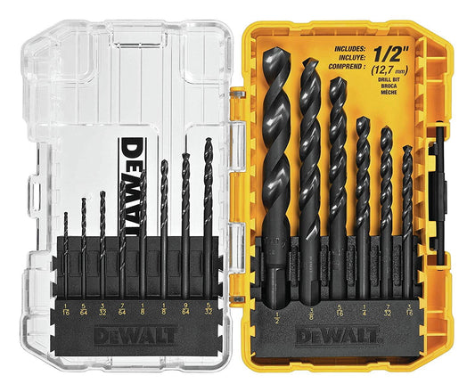 DEWALT 14-Piece Assorted Black and Gold Coated HSS Jobber Length Twist Drill Bit Set