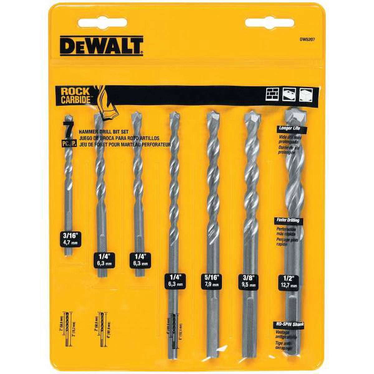 DEWALT 7-Piece Percussion Masonry Drill Bit Set