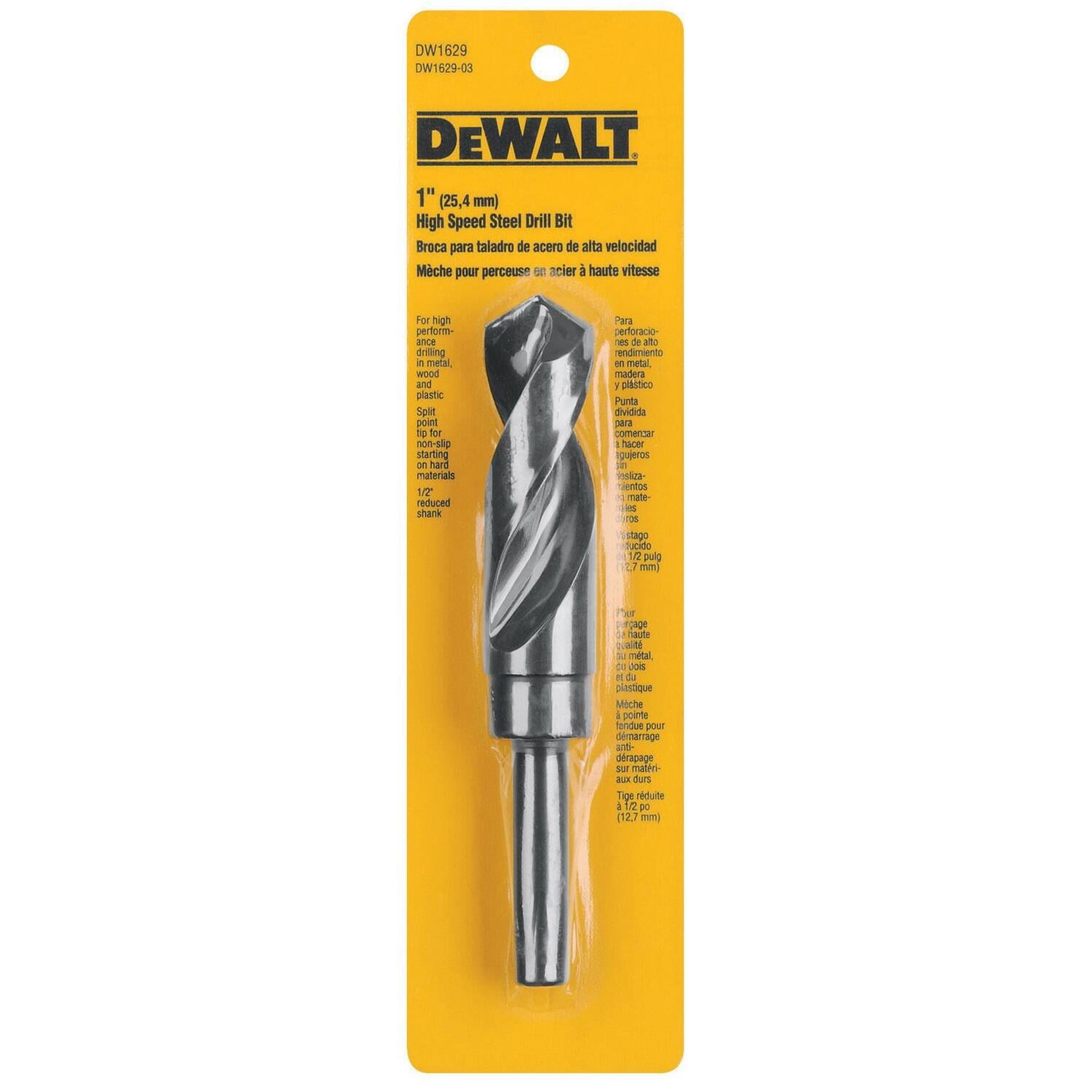 DEWALT DW1629 1-Inch 1/2-Inch Reduced Shank Twist Drill Bit