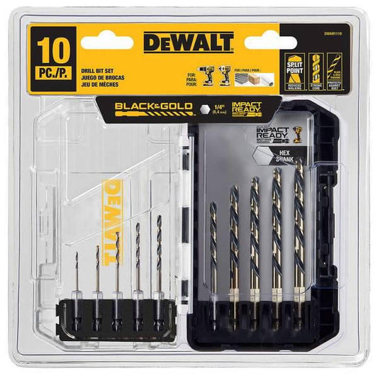 DEWALT DEWALT 10-Piece Black and Gold Hex Drill Bit Set