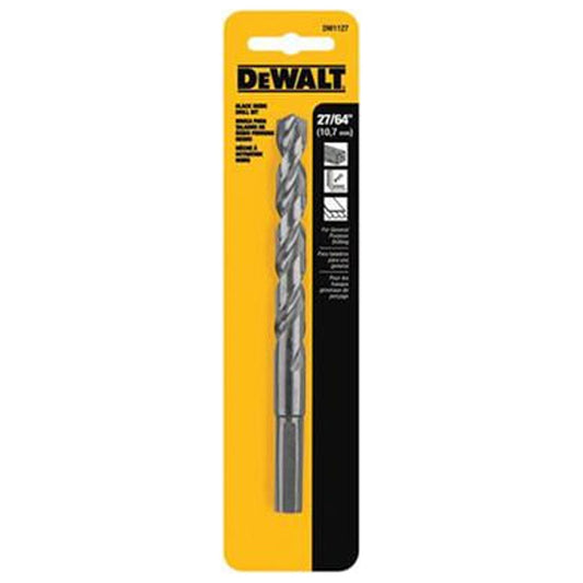 DEWALT DW1127 G Jobber Drill Bit, 27/64 in Dia, 5-1/2 in OAL, Parabolic Flute, 27/64 in Dia Shank, Round Shank