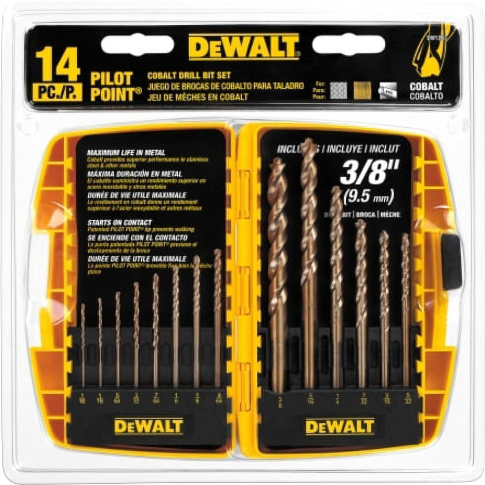 DEWALT DW1263 14-Piece Cobalt Pilot Point Drill Bit Set