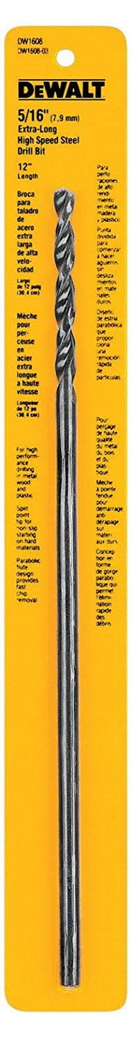 DEWALT DW1608 5/16-Inch by 12-Inch Extra Long Black Oxide Twist Drill Bit