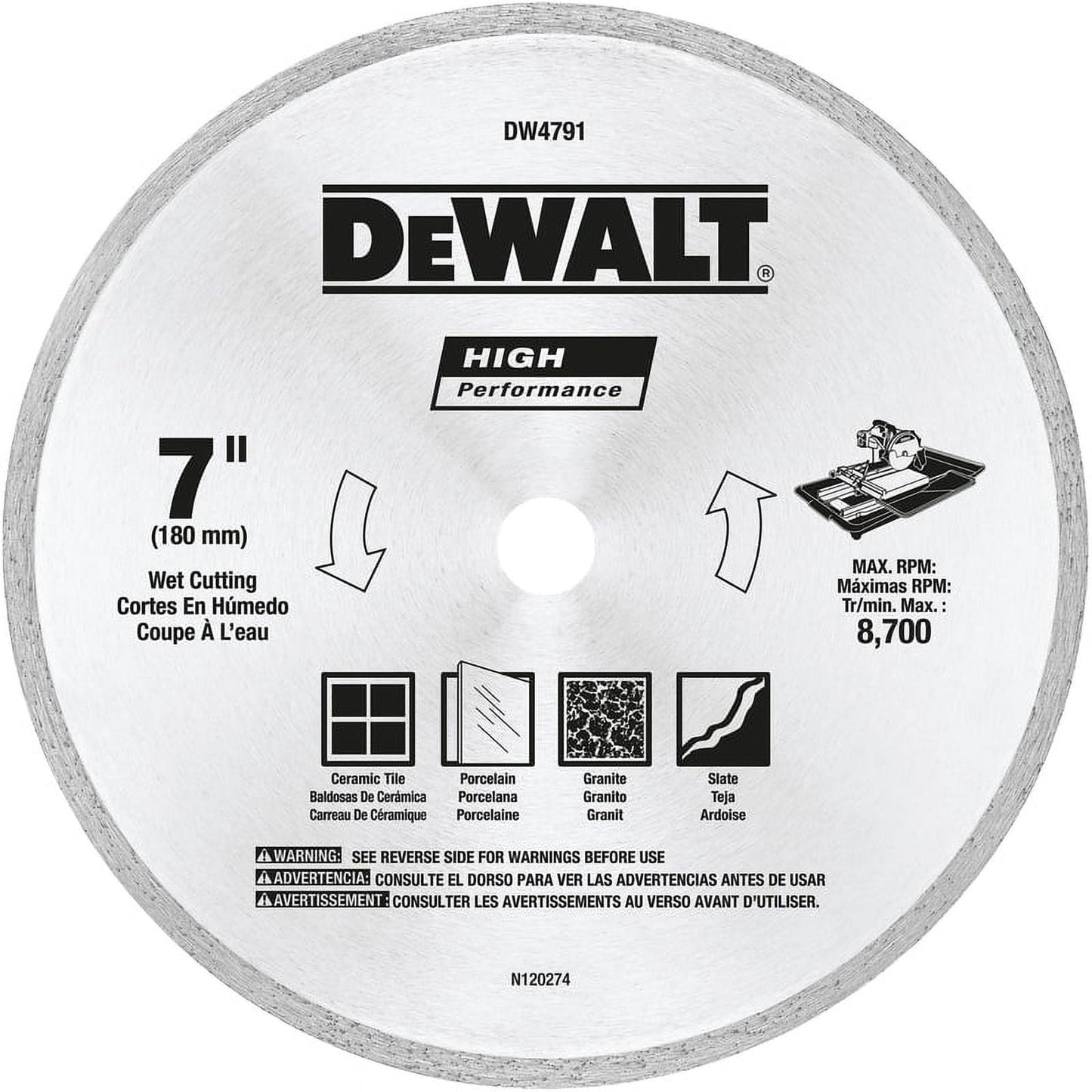 DEWALT DW4791 7-Inch Tile Blade