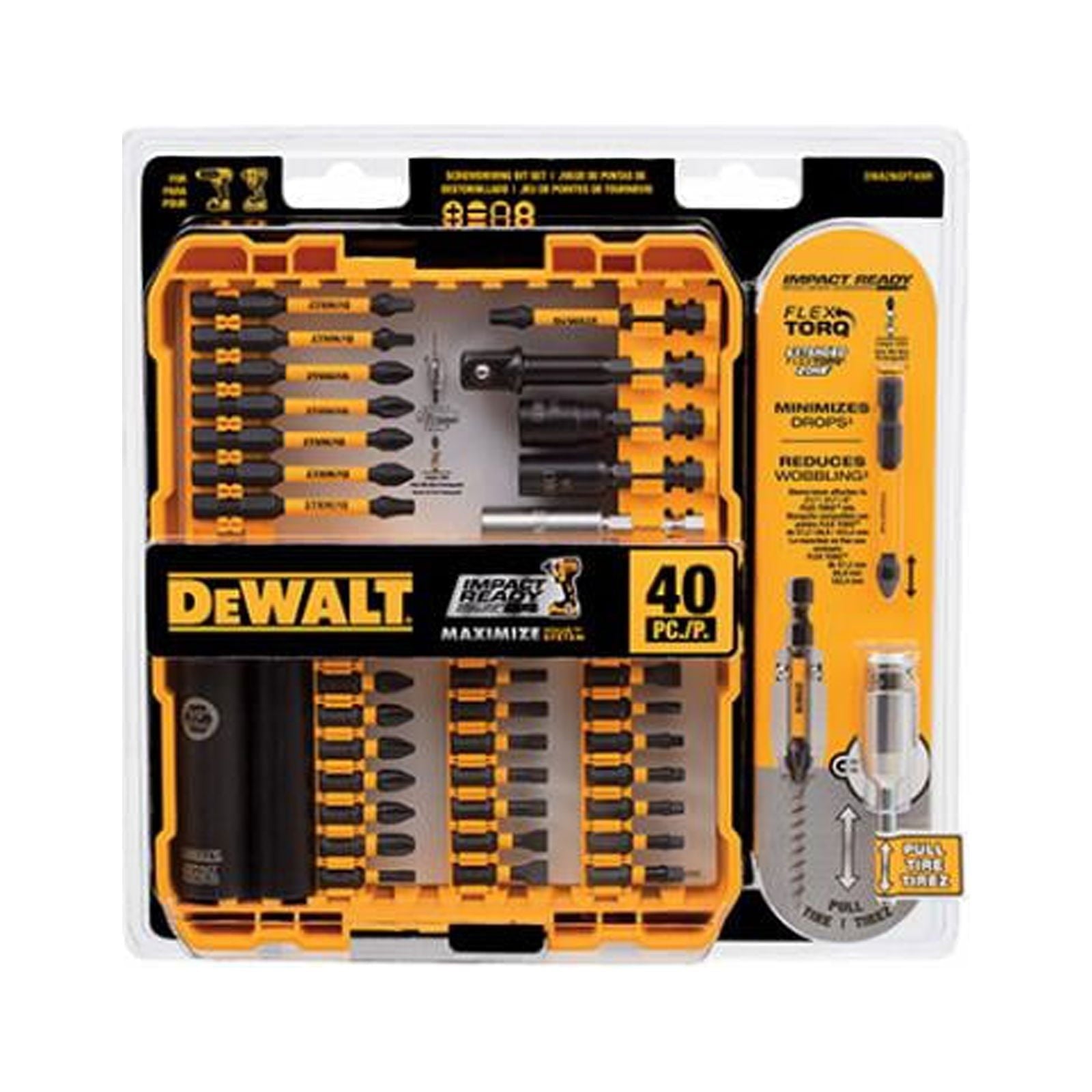 DEWALT DWA2NGFT40IR FlexTorq Screwdriver Bit Set, Impact-Ready, 40-Pc. - Quantity 1