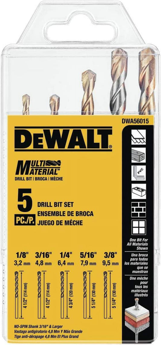 DEWALT DWA56015 Multi-Material Drill Bit Set, 5-Piece