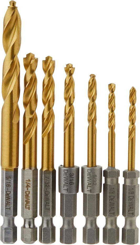 DEWALT Drill Bit Set, Impact Ready, Titanium Nitride Coated, 7-Piece DD5157