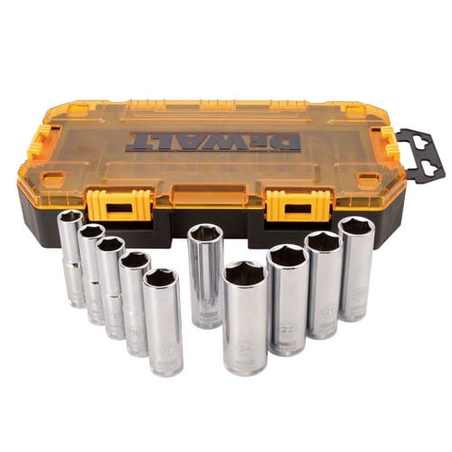 DEWALT Metric 1/2" Drive Chrome Vanadium Steel Deep Socket Set 10 pc