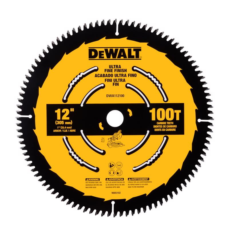 DEWALT Miter Saw Blade, 12 inch, 100 Tooth, Fine Finish, Ultra Sharp Carbide DWA112100