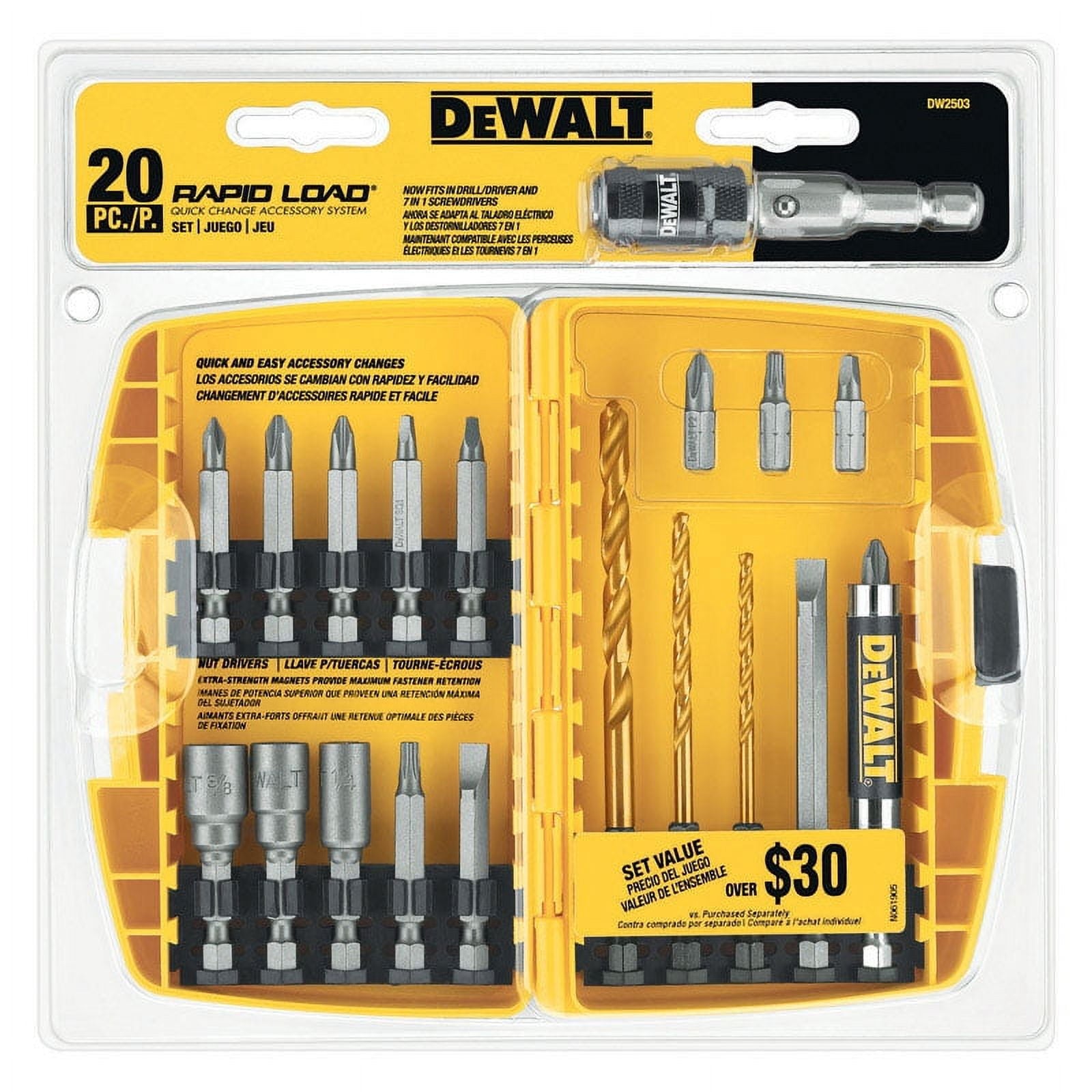 DEWALT Screwdriver Bit Set, Rapid Load, Tin, 20-Piece (DW2503)