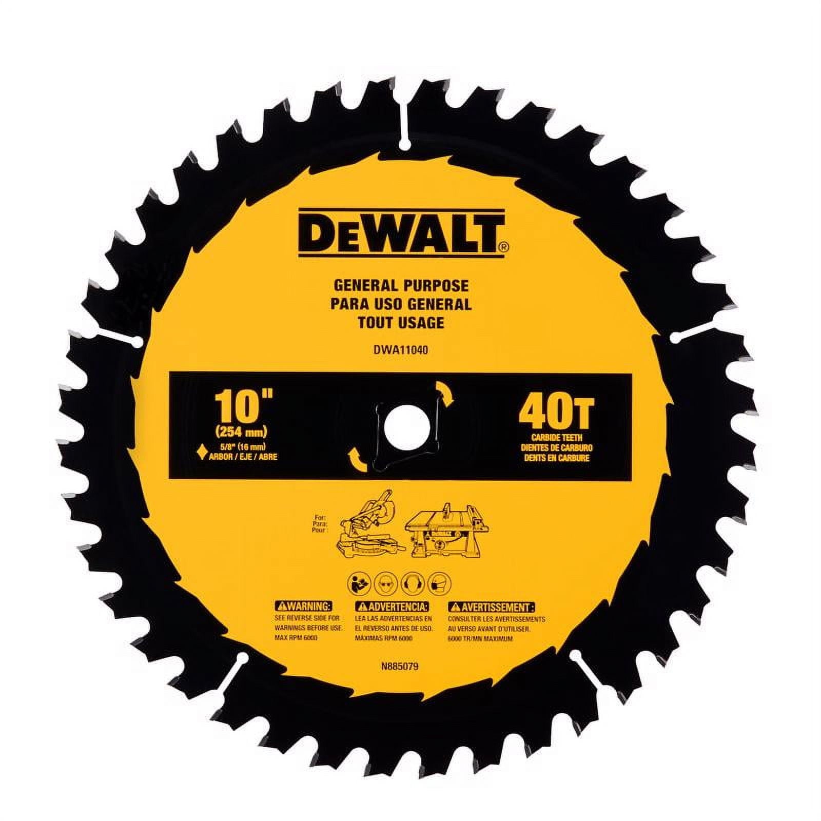 DEWALT Table Saw Blade, 10", 40 Tooth, with Fine Finish, Ultra Sharp Carbide DWA11040