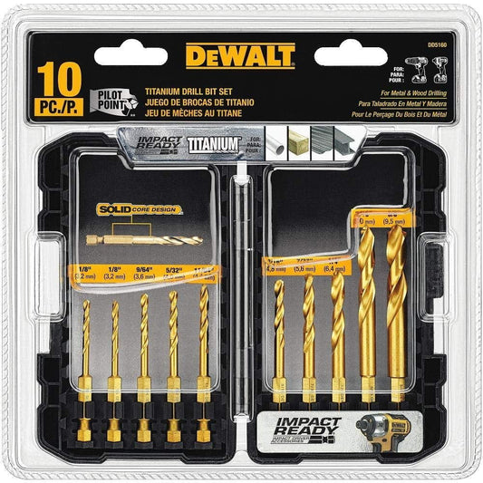 DEWALT Titanium Drill Bit Set, 10-Piece Impact Ready DD5160