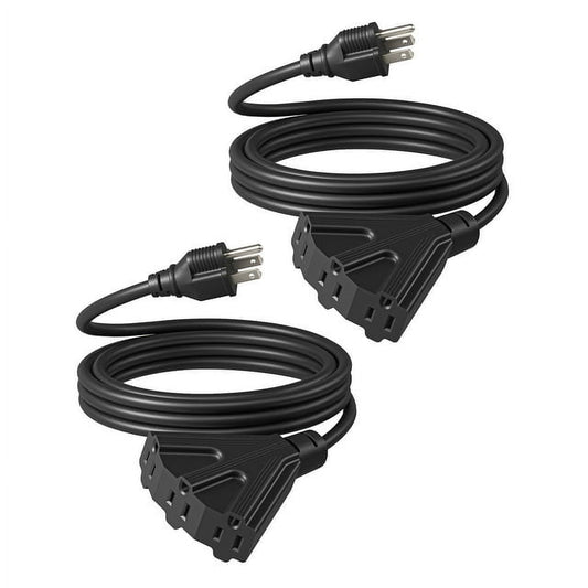 DEWENWILS 10 FT Outdoor Extension Cord with 3 Outlets for Outside Halloween Christmas Lights, 16 AWG 125 V 13 A SJTW 2-Pack