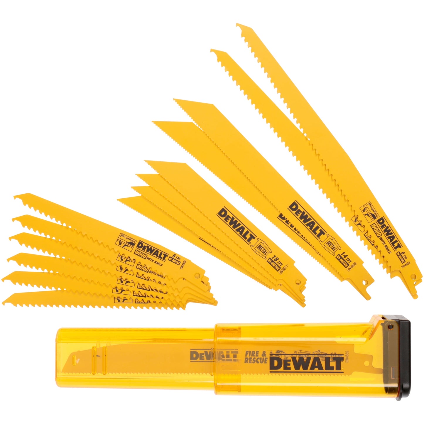 DeWALTï¿½ï¿½ Yellow & Black Reciprocating Saw Blade Kit 16 pc Pack