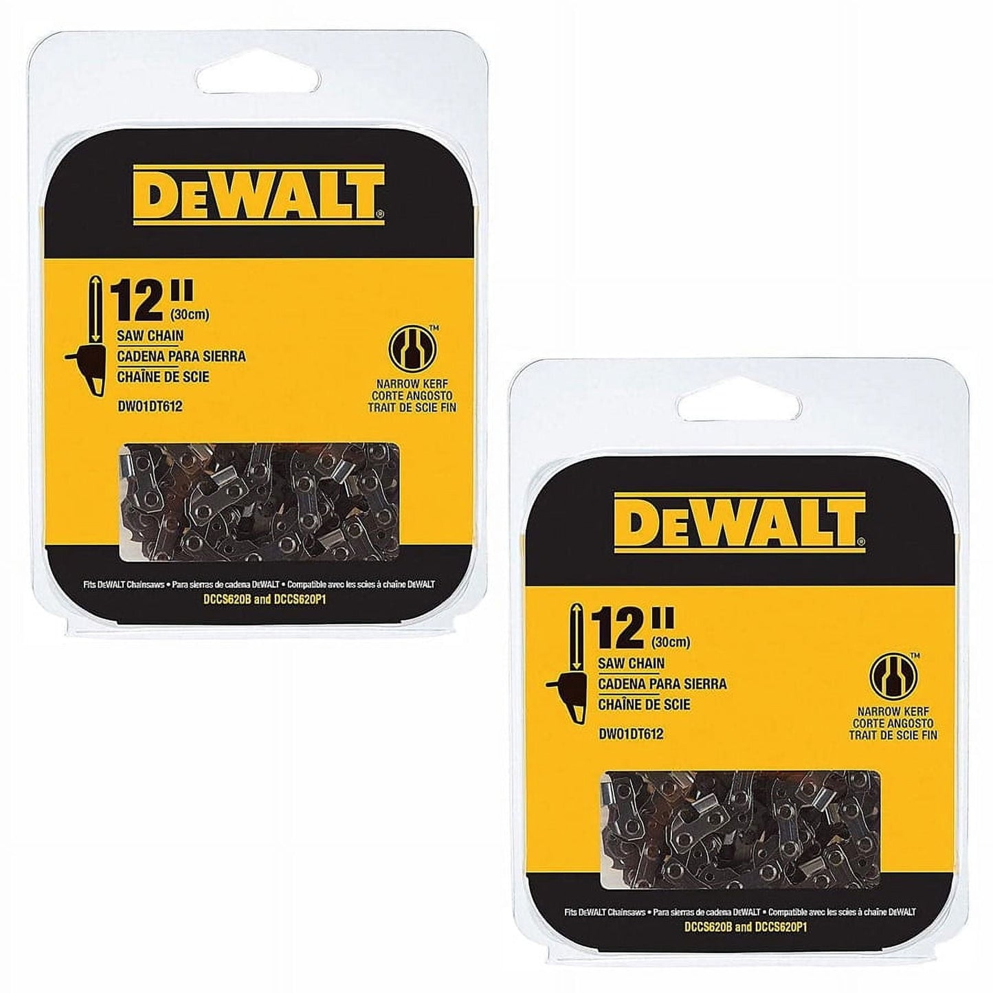 DeWalt 2 Pack of Genuine OEM Replacement Cutting Chains # DWO1DT612-2PK