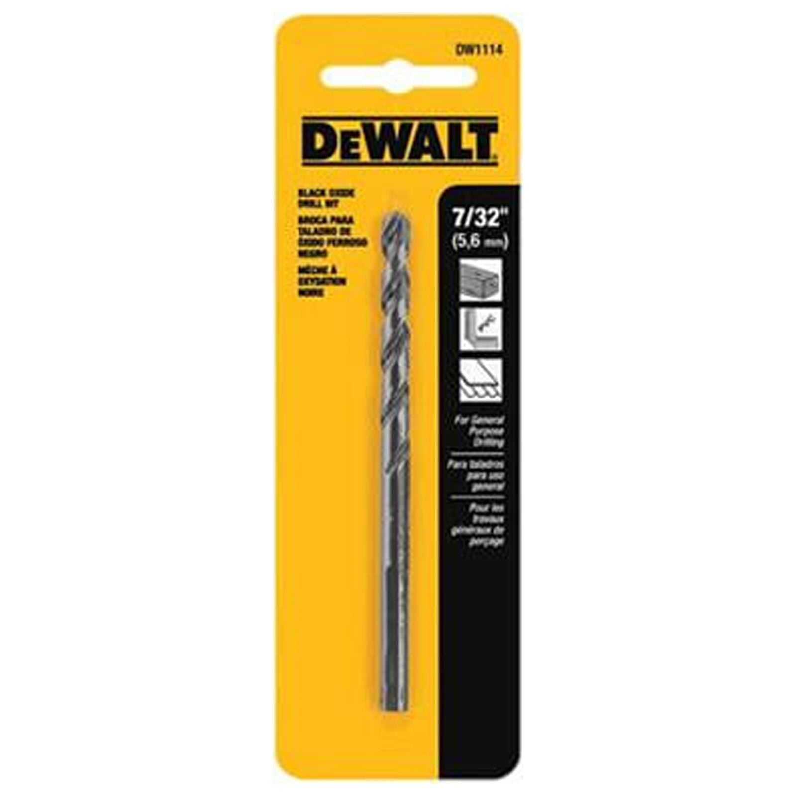 DeWalt DW1114 Black Oxide Drill Bit, 7/32 In. - Quantity 5