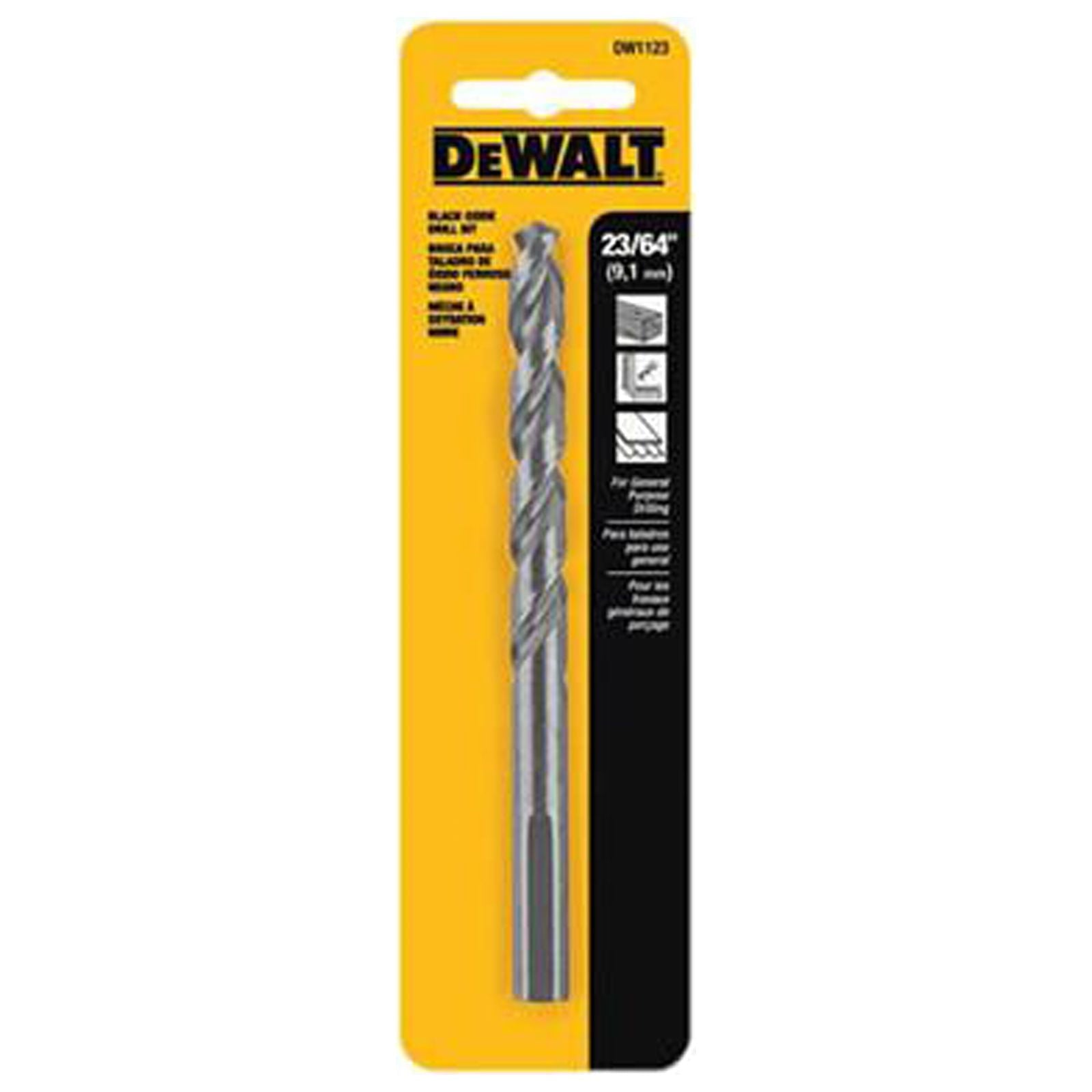 DeWalt DW1123 Black Oxide Drill Bit, 23/64 In. - Quantity 3