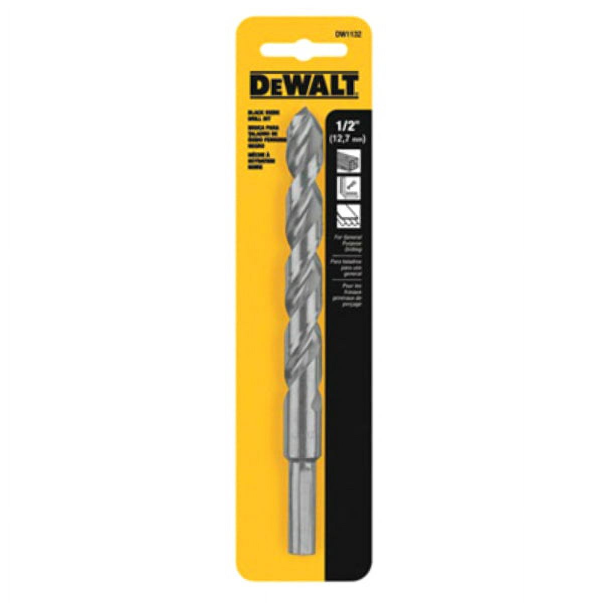 DeWalt DW1132 Black Oxide 135-Degree Split Point Drill Bit, 1/2", Each