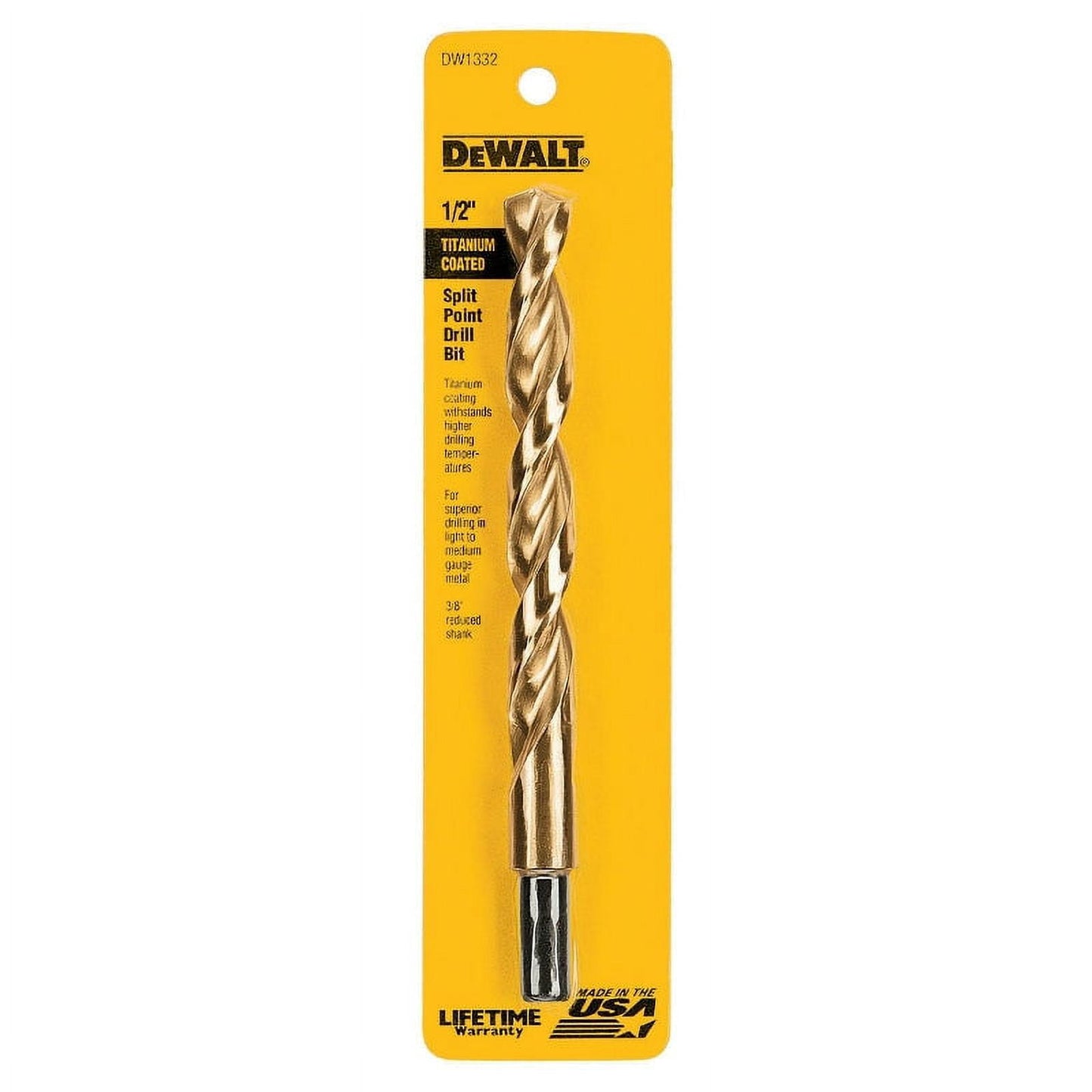 DeWalt DW1332 Titanium Split Point Drill Bit, 1/2", Each