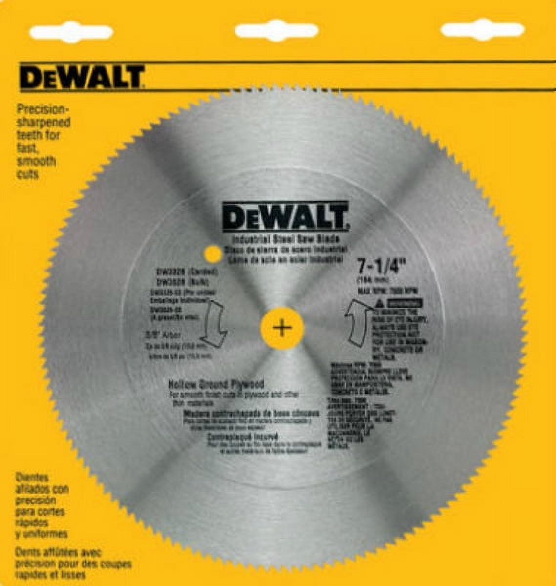 DeWalt DW3326 Steel Hollow Ground Plywood Circular Saw Blade, 140 Teeth, 7-1/4", Each