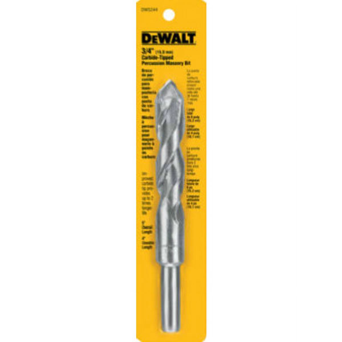 DeWalt DW5244 Carbide Tipped Premium Percussion Masonry Drill Bit, 3/4" x 6", Each