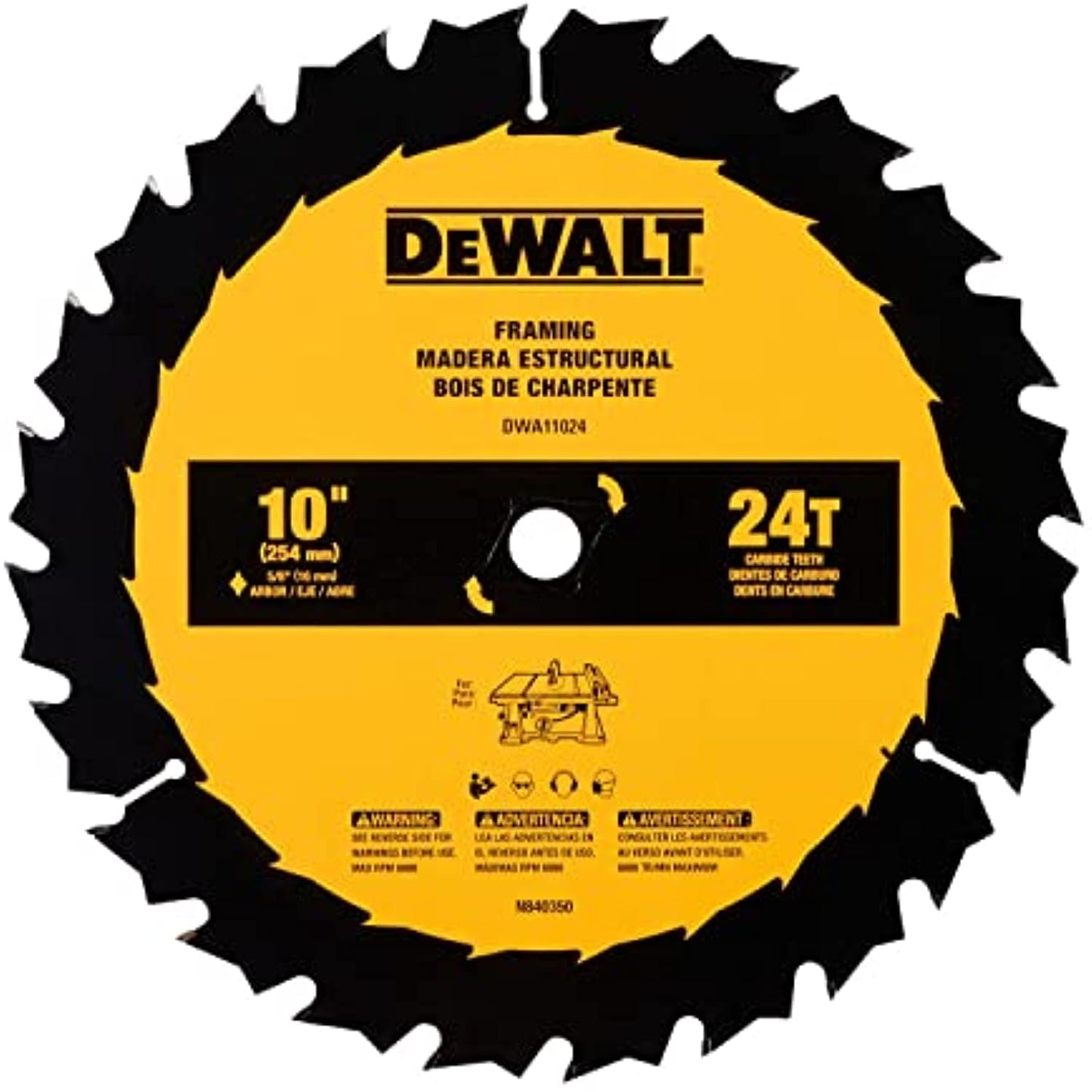 DeWalt DWA11024 Table Saw Blade, 24-Tooth x 10 In. - Quantity 1