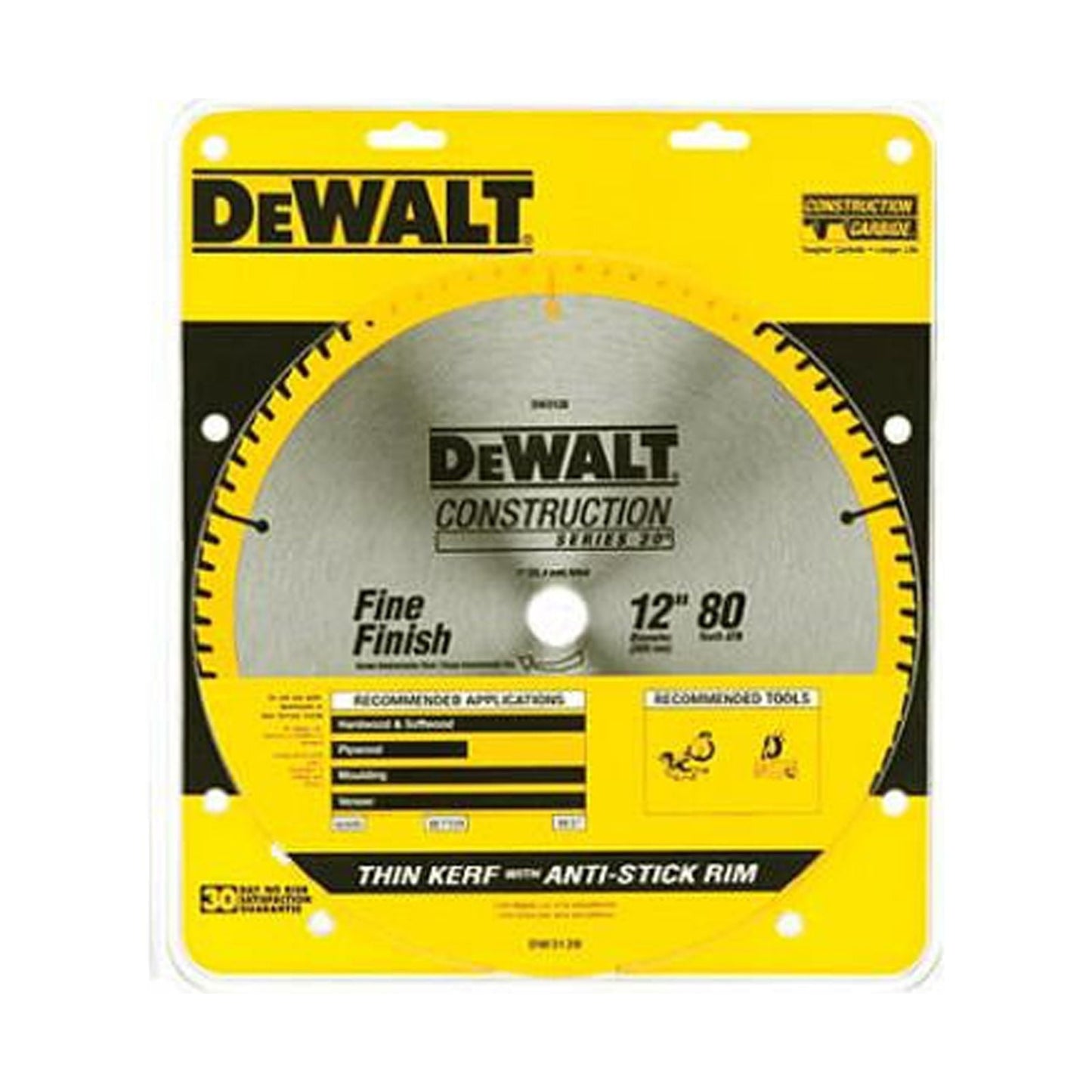 DeWalt DWA11280 Carbide-Tipped Circular Saw Blade, 80-Tooth x 12 In. - Quantity 1