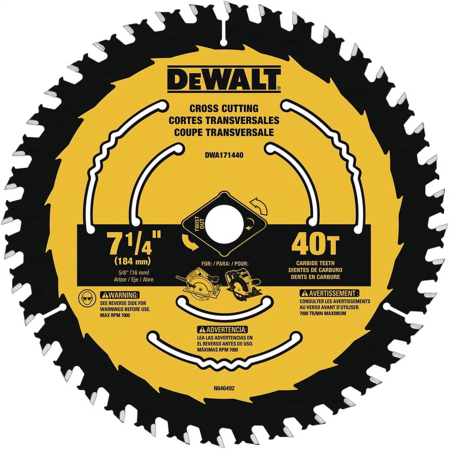 DEWALT Circular Saw Blade, 7 1/4 Inch, 40 Tooth, Wood Cutting DWA171440