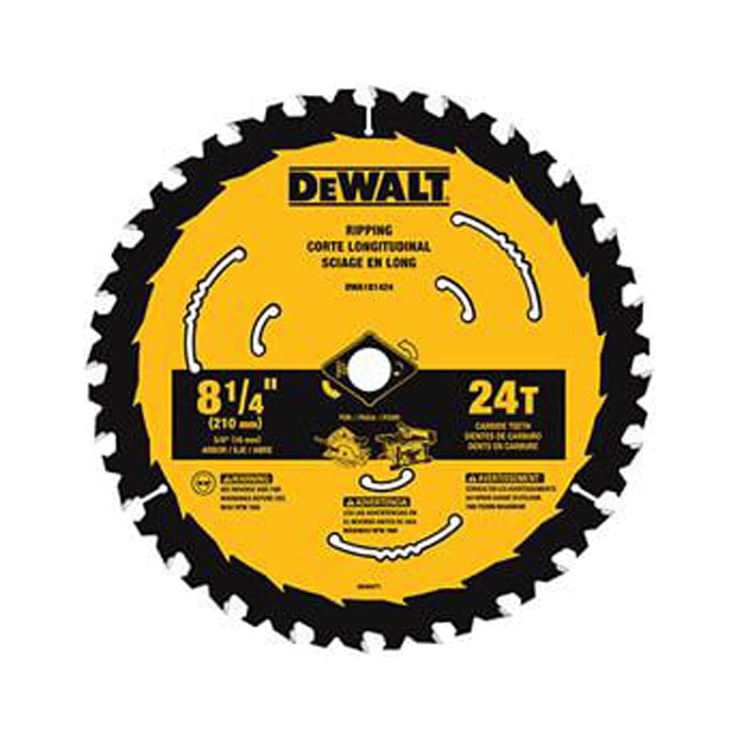 DeWALT DWA181424 Circular Saw Blade, 8-1/4 in Dia, Tungsten Carbide Cutting Edge, 5/8 in Arbor